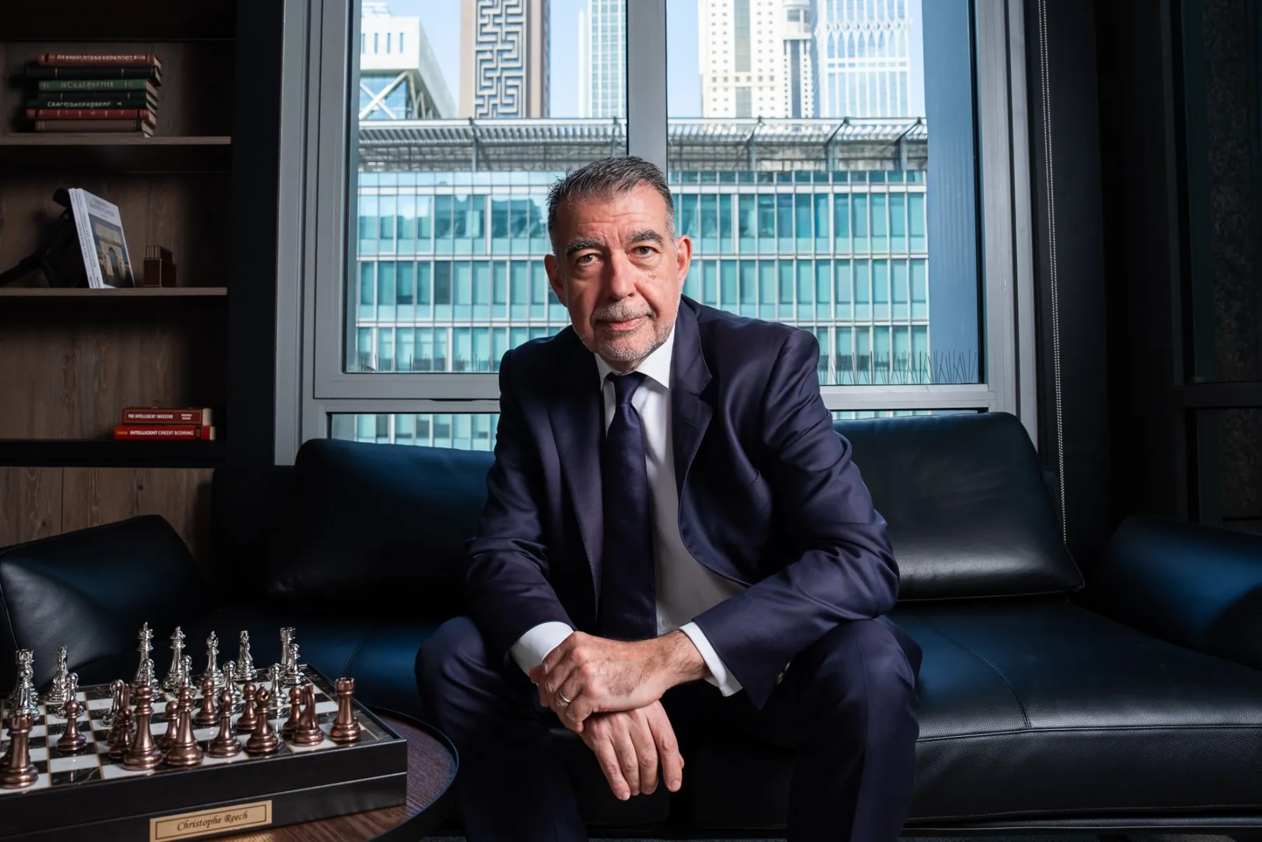 Executive seated in a high-rise office