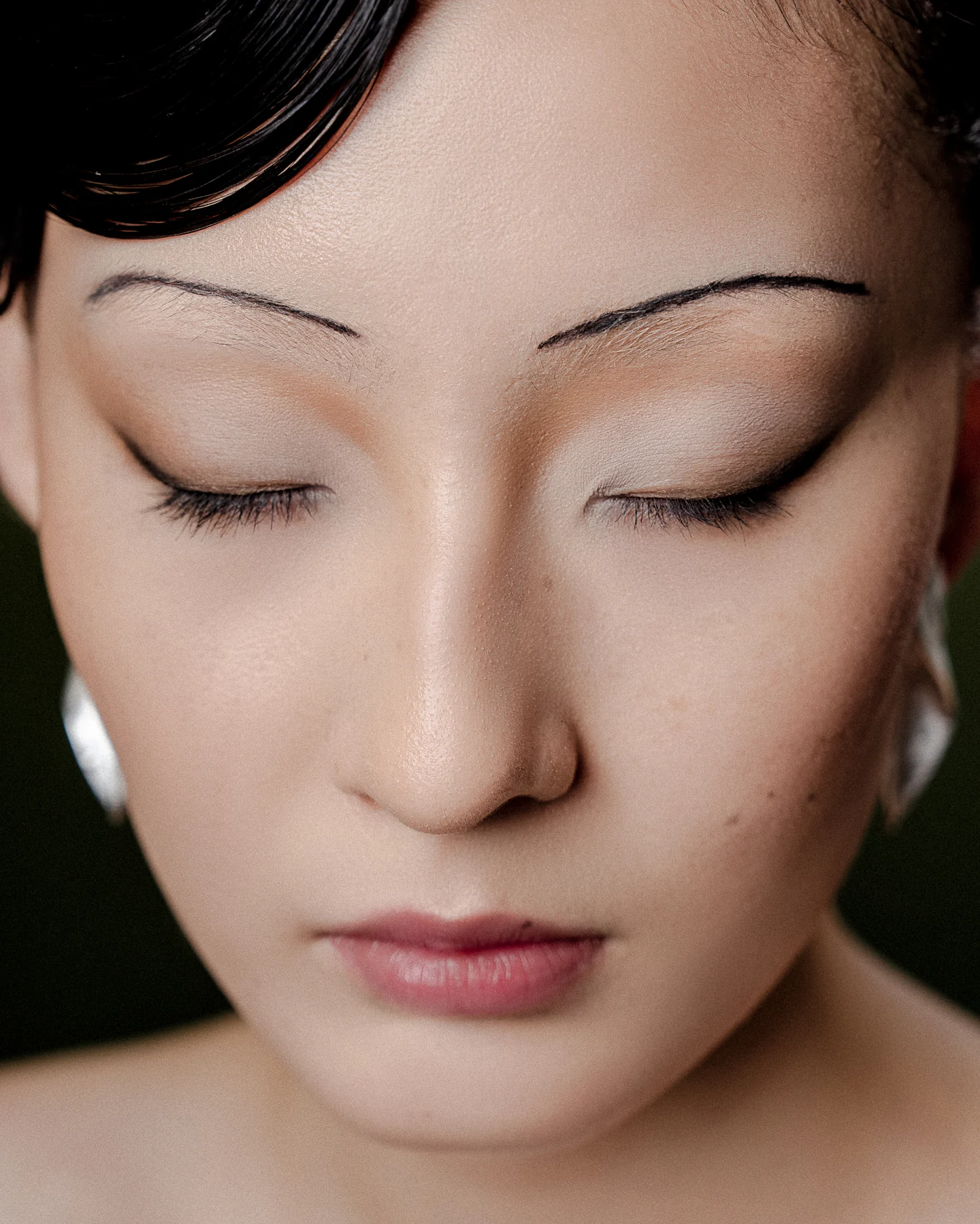 Close-up beauty portrait with eyes closed