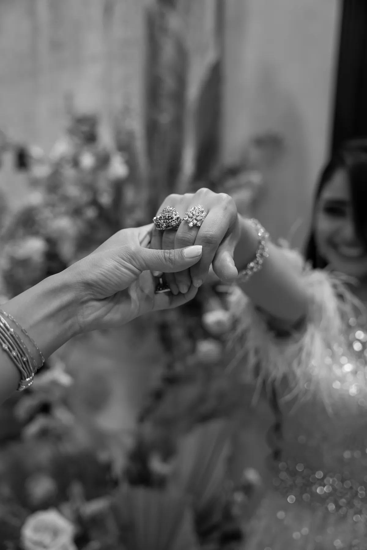 Henna hands, black and white